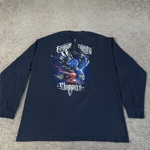 VTG Orange County Choppers Shirt Mens L Blue Eagle Graphic Long Sleeve Crew Neck